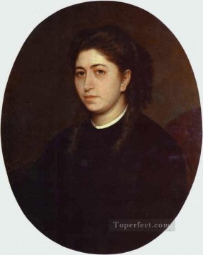 Ivan Kramskoi Painting - Retrato de una mujer joven vestida de terciopelo negro demócrata Ivan Kramskoi